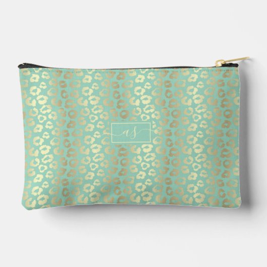 Goud Folie Muntgroene Luipaardprint Monogram Etui (Achterkant)