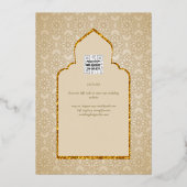 GOUD Folie Nikah Walima Islamitische Moslim Huweli Folie Uitnodiging (Achterkant)