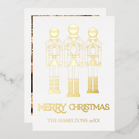 Goud Folie Notenkraker Kerstkaarten Folie Uitnodiging (Voorkant / Achterkant)