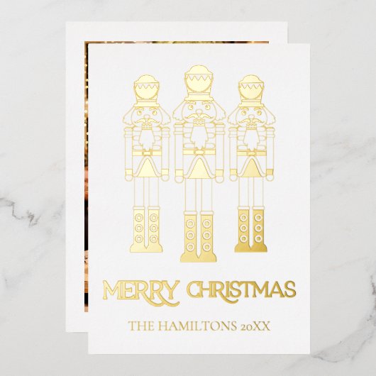 Goud Folie Notenkraker Kerstkaarten Uitnodiging (Voorkant / Achterkant)