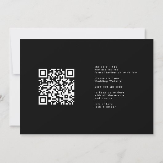 Goud Folie Onyx Zwart Modern Foto QR Code Save The Date (Achterkant)