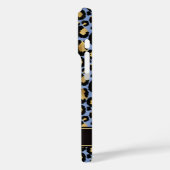 Goud Folie Op Blauwe Luipaardprint Monogram Case-Mate iPhone Case (Achterkant / Links)