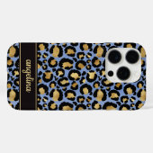 Goud Folie Op Blauwe Luipaardprint Monogram Case-Mate iPhone Case (Achterkant (horizontaal))