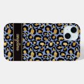 Goud Folie Op Blauwe Luipaardprint Monogram Case-Mate iPhone Case (Achterkant (horizontaal))