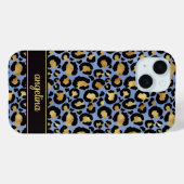 Goud Folie Op Blauwe Luipaardprint Monogram Case-Mate iPhone Case (Achterkant (horizontaal))