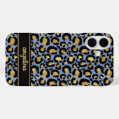 Goud Folie Op Blauwe Luipaardprint Monogram Case-Mate iPhone Case (Achterkant (horizontaal))