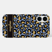 Goud Folie Op Blauwe Luipaardprint Monogram Case-Mate iPhone Case (Achterkant (horizontaal))