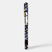 Goud Folie Op Blauwe Luipaardprint Monogram Case-Mate iPhone Case (Achterkant / Links)