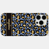 Goud Folie Op Blauwe Luipaardprint Monogram Case-Mate iPhone Case (Achterkant (horizontaal))