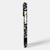 Goud Folie Op Blauwe Luipaardprint Monogram Case-Mate iPhone Case (Achterkant / Links)