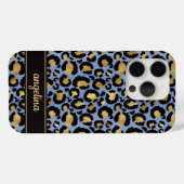 Goud Folie Op Blauwe Luipaardprint Monogram Case-Mate iPhone Case (Achterkant (horizontaal))