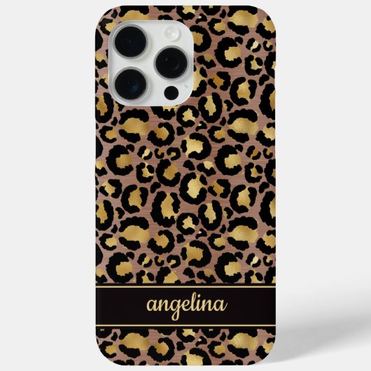 Goud Folie Op Bruine Luipaardprint Monogram Case-Mate iPhone Case (Achterkant)