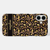 Goud Folie Op Bruine Luipaardprint Monogram Case-Mate iPhone Case (Achterkant (horizontaal))