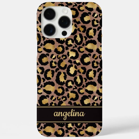 Goud Folie Op Bruine Luipaardprint Monogram Case-Mate iPhone Case (Achterkant)