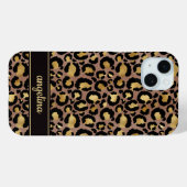 Goud Folie Op Bruine Luipaardprint Monogram Case-Mate iPhone Case (Achterkant (horizontaal))