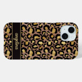 Goud Folie Op Bruine Luipaardprint Monogram Case-Mate iPhone Case (Achterkant (horizontaal))
