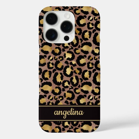 Goud Folie Op Bruine Luipaardprint Monogram Case-Mate iPhone Case (Achterkant)
