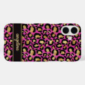 Goud Folie Op Heet Roze Luipaardprint Monogram Case-Mate iPhone Case (Achterkant (horizontaal))
