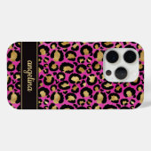 Goud Folie Op Heet Roze Luipaardprint Monogram Case-Mate iPhone Case (Achterkant (horizontaal))
