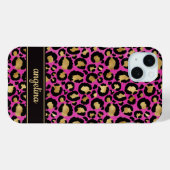 Goud Folie Op Heet Roze Luipaardprint Monogram Case-Mate iPhone Case (Achterkant (horizontaal))
