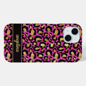Goud Folie Op Heet Roze Luipaardprint Monogram Case-Mate iPhone Case (Achterkant (horizontaal))
