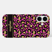 Goud Folie Op Heet Roze Luipaardprint Monogram Case-Mate iPhone Case (Achterkant (horizontaal))