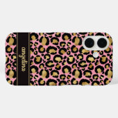 Goud Folie Op Roze Luipaardprint Monogram Case-Mate iPhone Case (Achterkant (horizontaal))