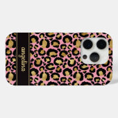 Goud Folie Op Roze Luipaardprint Monogram Case-Mate iPhone Case (Achterkant (horizontaal))