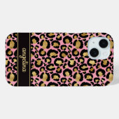 Goud Folie Op Roze Luipaardprint Monogram Case-Mate iPhone Case (Achterkant (horizontaal))