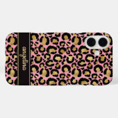 Goud Folie Op Roze Luipaardprint Monogram Case-Mate iPhone Case (Achterkant (horizontaal))