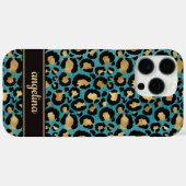 Goud Folie Op Teal Luipaardprint Monogram Case-Mate iPhone Case (Achterkant (horizontaal))