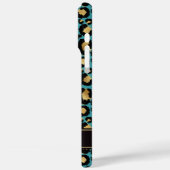 Goud Folie Op Teal Luipaardprint Monogram Case-Mate iPhone Case (Achterkant / Links)