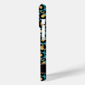 Goud Folie Op Teal Luipaardprint Monogram Case-Mate iPhone Case (Achterkant / Links)
