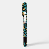 Goud Folie Op Teal Luipaardprint Monogram Case-Mate iPhone Case (Achterkant / Links)