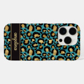 Goud Folie Op Teal Luipaardprint Monogram Case-Mate iPhone Case (Achterkant (horizontaal))