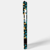 Goud Folie Op Teal Luipaardprint Monogram Case-Mate iPhone Case (Achterkant / Links)
