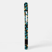 Goud Folie Op Teal Luipaardprint Monogram iPhone Hoesje (Linkerkant)