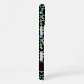 Goud Folie Op Teal Luipaardprint Monogram iPhone Hoesje (Rechterkant)