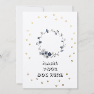 Goud Folie Pootafdruk Paw en Bloemen kerstkaart