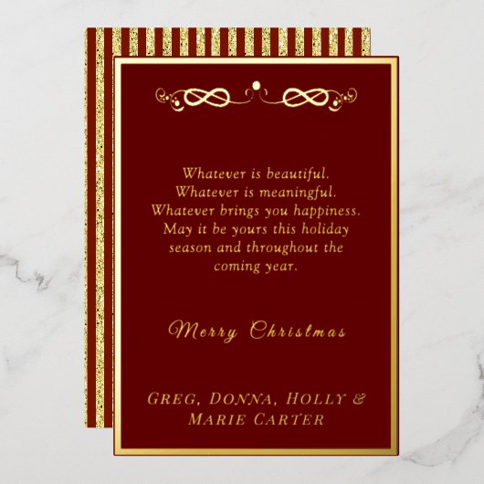 Goud Folie Prettig Kerstfeest Feestdagenkaart (Voorkant / Achterkant)