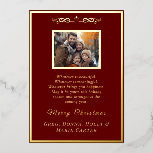 Goud Folie Prettig Kerstfeest Folie Feestdagenkaart (Voorkant)