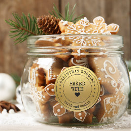 Goud Folie Print Kerst Lekkernijen Ronde Sticker