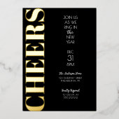 Goud Folie Prost Nieuwjaarsfeest Uitnodiging (Voorkant)