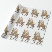 Goud Folie Rendier met een Kerstboom Cadeaupapier (Uitgerold)