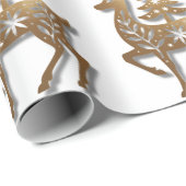 Goud Folie Rendier met een Kerstboom Cadeaupapier (Rol Hoek)