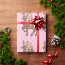 Goud Folie Rendier met een Kerstboom 