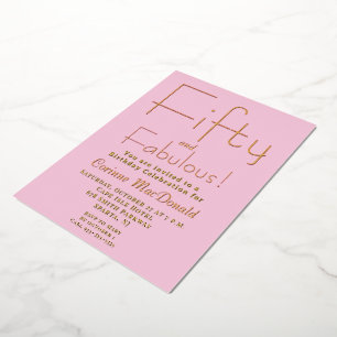Goud Folie Roze 50 & Fabulous 50ste Verjaardagsfee Uitnodiging