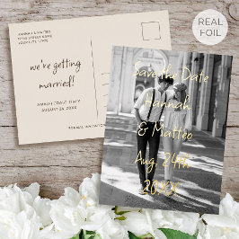Goud Folie Save the Date Foto Moderne Postkaart Feestdagen Briefkaart