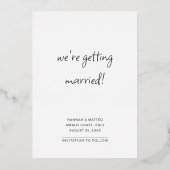 Goud Folie Save the Date Huwelijksfoto Chic Script Uitnodiging (Achterkant)