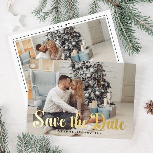 Goud Folie Save The Date Kerstkaart Feestdagen Briefkaart